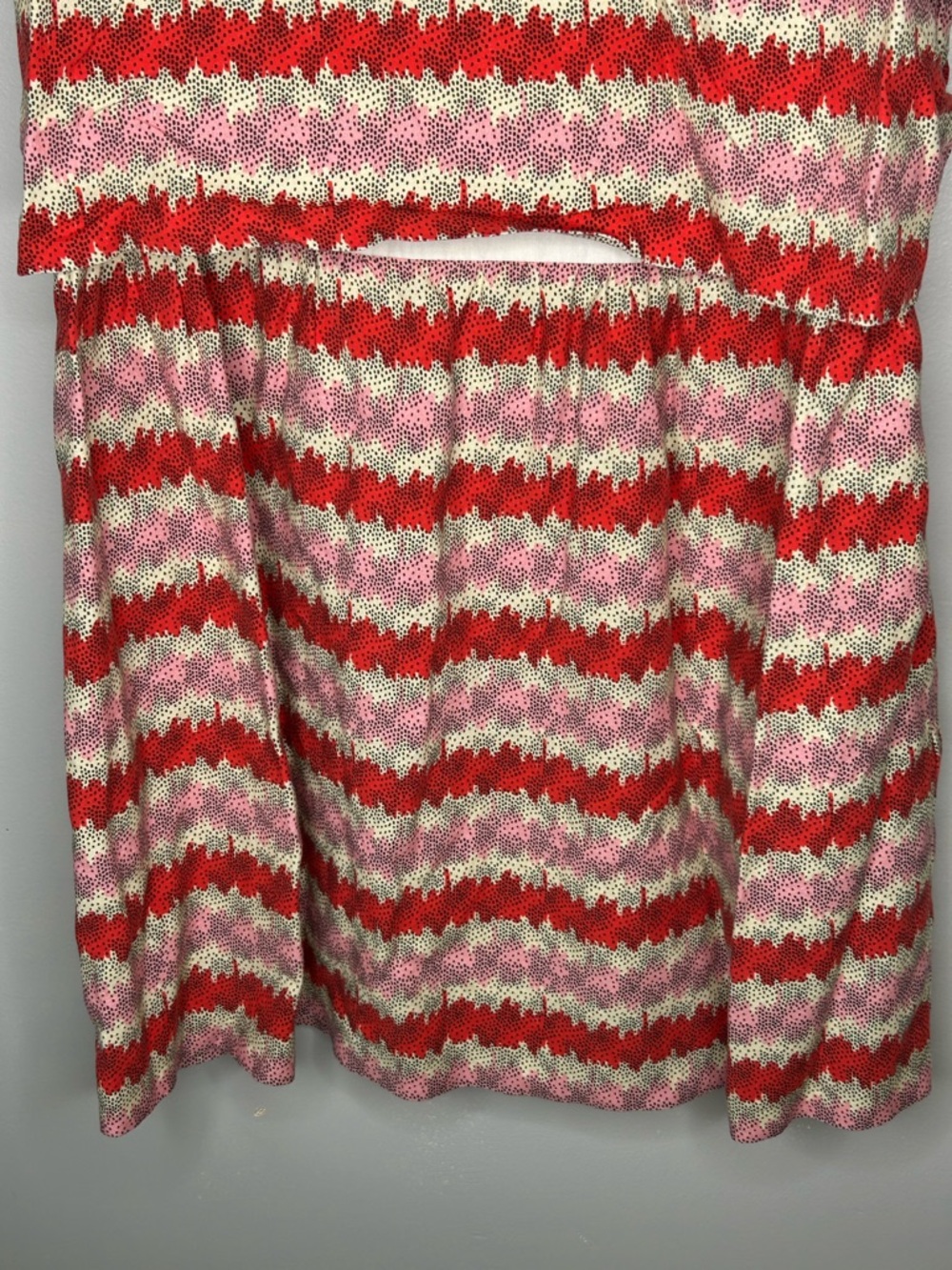 Topshop Red and Pink Linen Blend Striped Mini Dress Size 8 - Picture 7 of 9